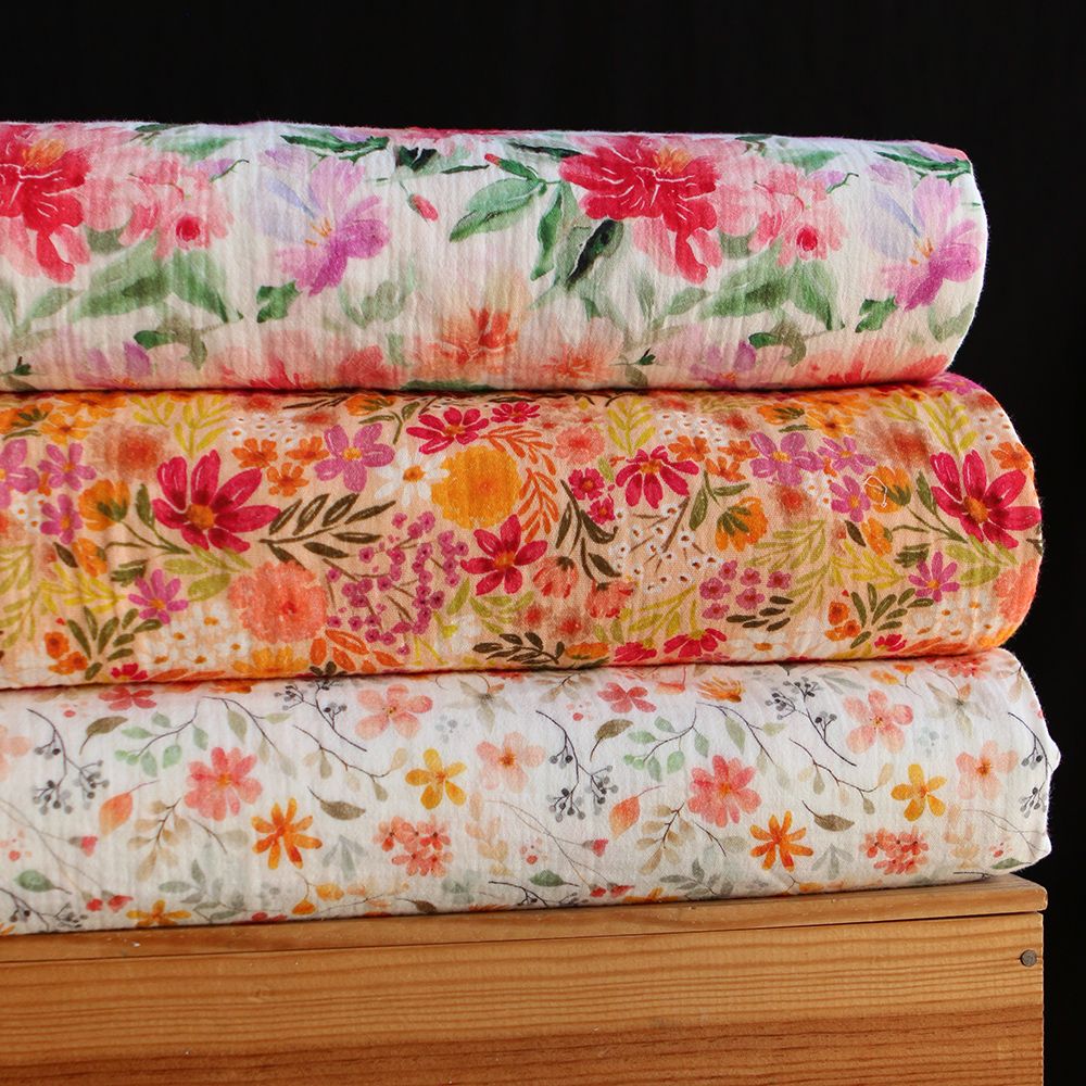 Sidonie - Double gaze de coton motif fleuri