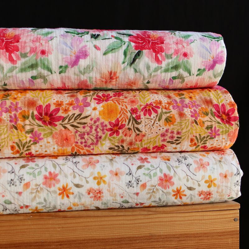 Sidonie - Double gaze de coton motif fleuri