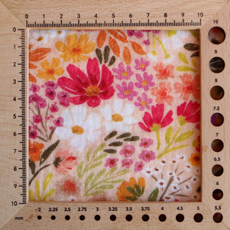 Irina - Double gaze de coton motif fleuri corail fruité