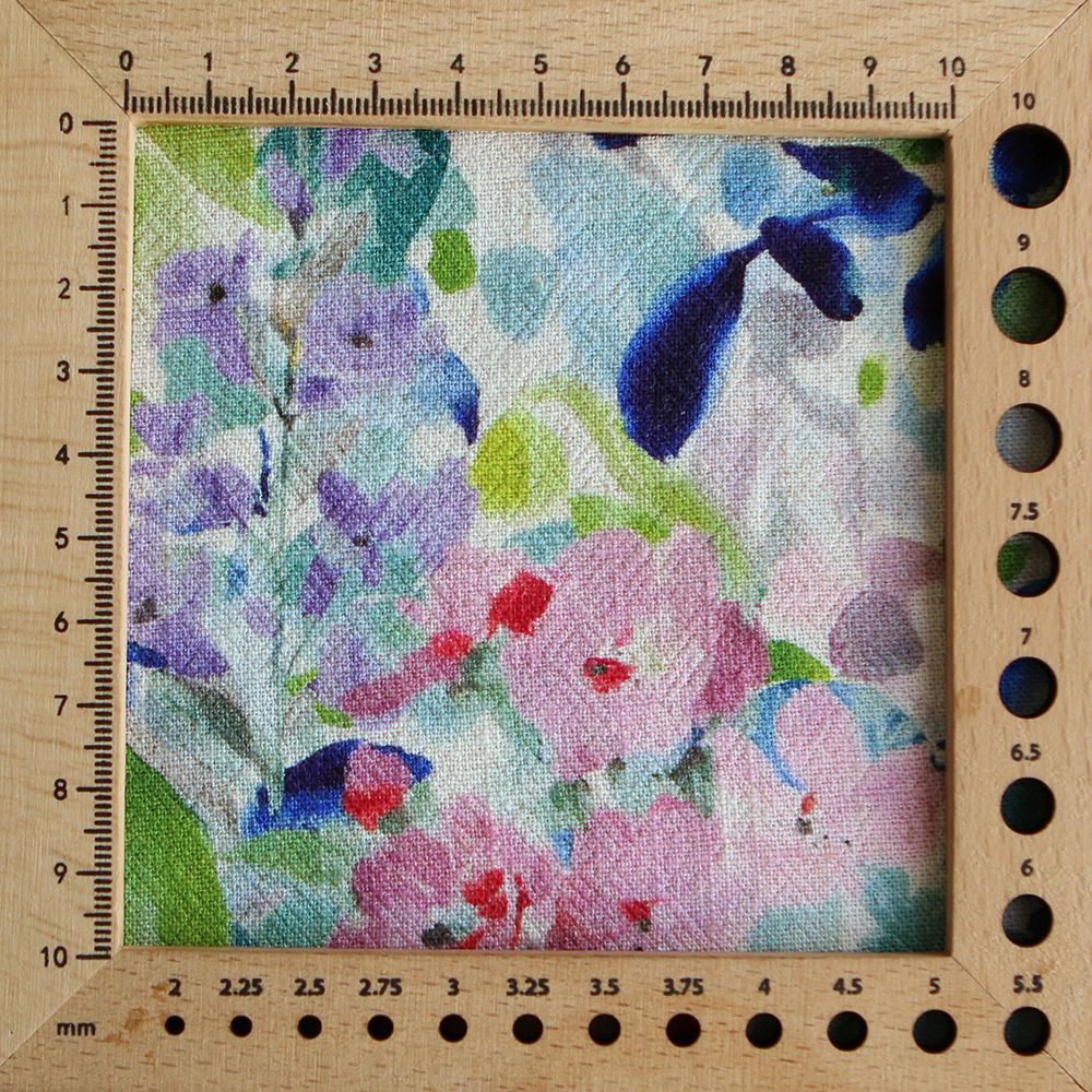 Crêpe lin et viscose imprimé fleuri bleu et vert