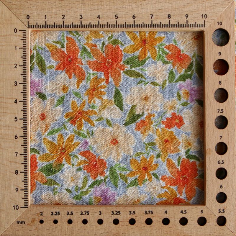 Crêpe lin et viscose imprimé fleuri orangé