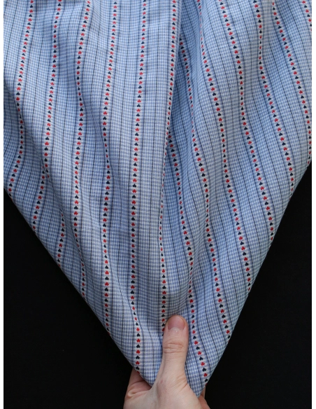 Amore - Tissu coton vichy jacquard avec rayures et petits coeurs