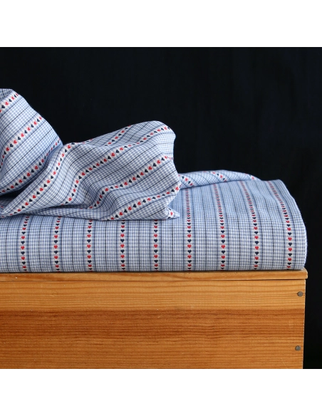 Amore - Tissu coton vichy jacquard avec rayures et petits coeurs