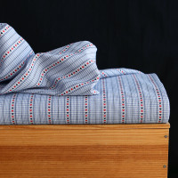 Amore - Tissu coton vichy jacquard avec rayures et petits coeurs