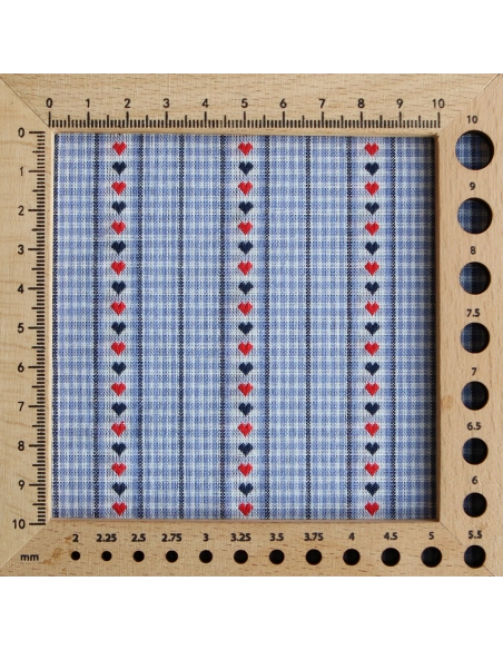 Amore - Tissu coton vichy jacquard avec rayures et petits coeurs