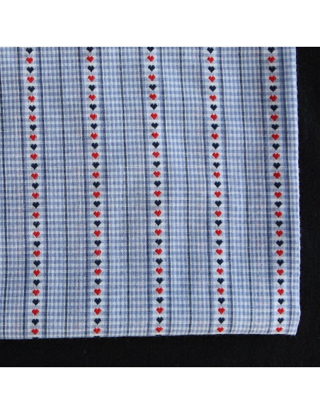 Amore - Tissu coton vichy jacquard avec rayures et petits coeurs