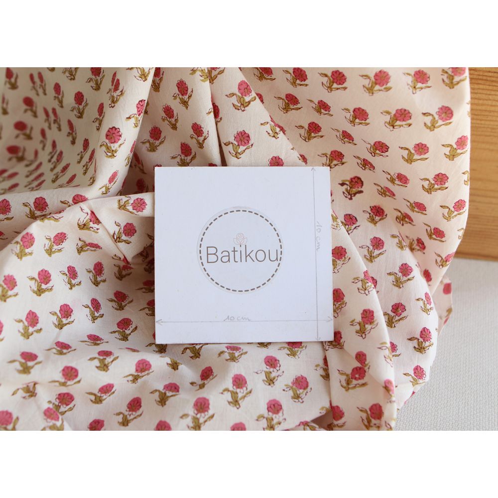 Arya - Tissu indien en coton imprimé main Hand Block Artisanal