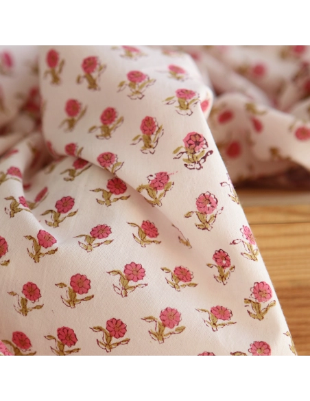 Arya B - Tissu indien en coton imprimé main Hand Block Artisanal