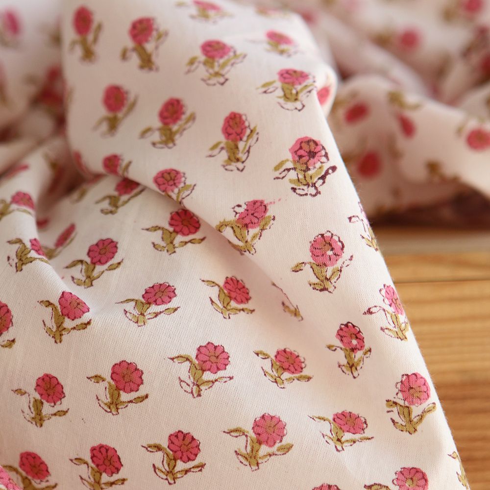 Arya B - Tissu indien en coton imprimé main Hand Block Artisanal