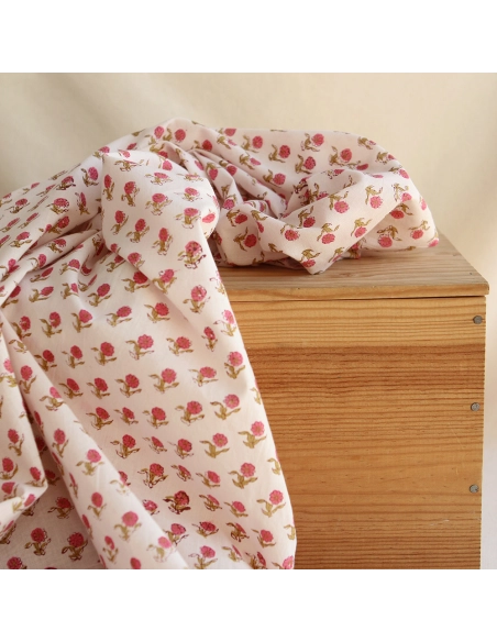 Arya B - Tissu indien en coton imprimé main Hand Block Artisanal