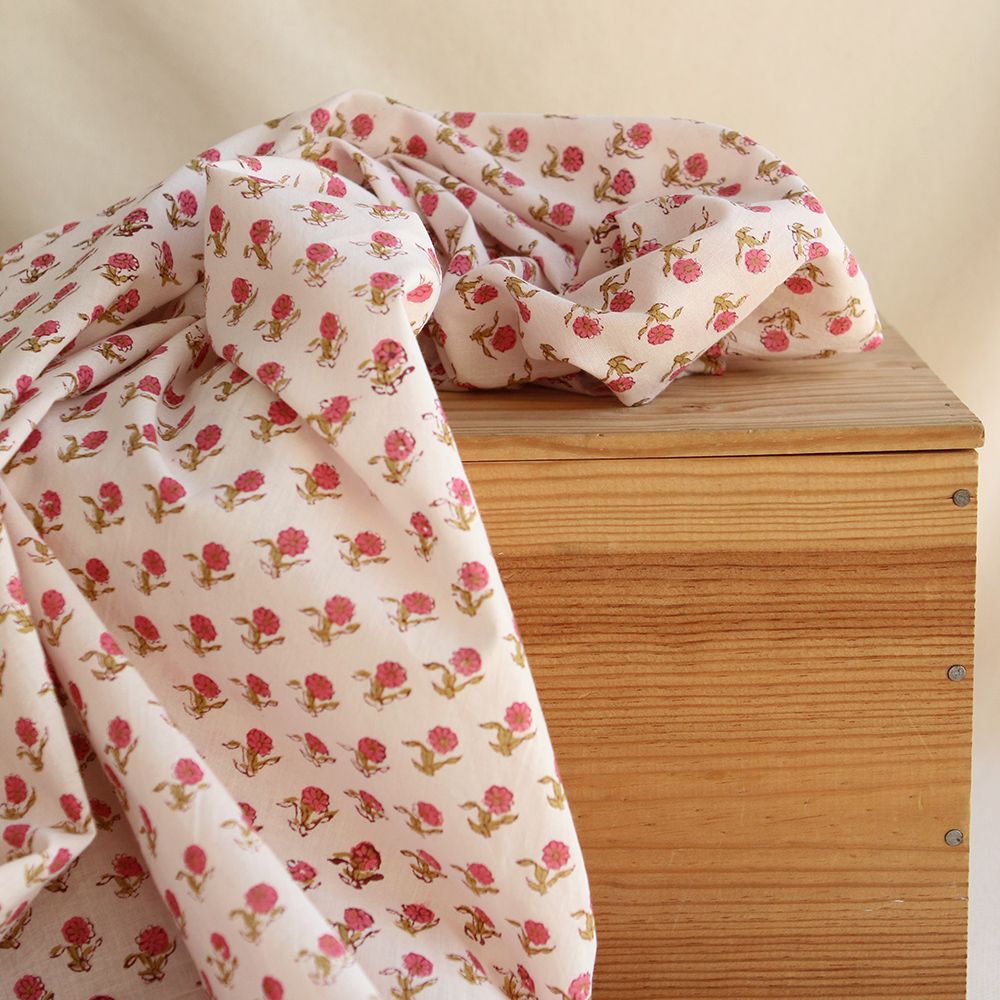 Arya B - Tissu indien en coton imprimé main Hand Block Artisanal