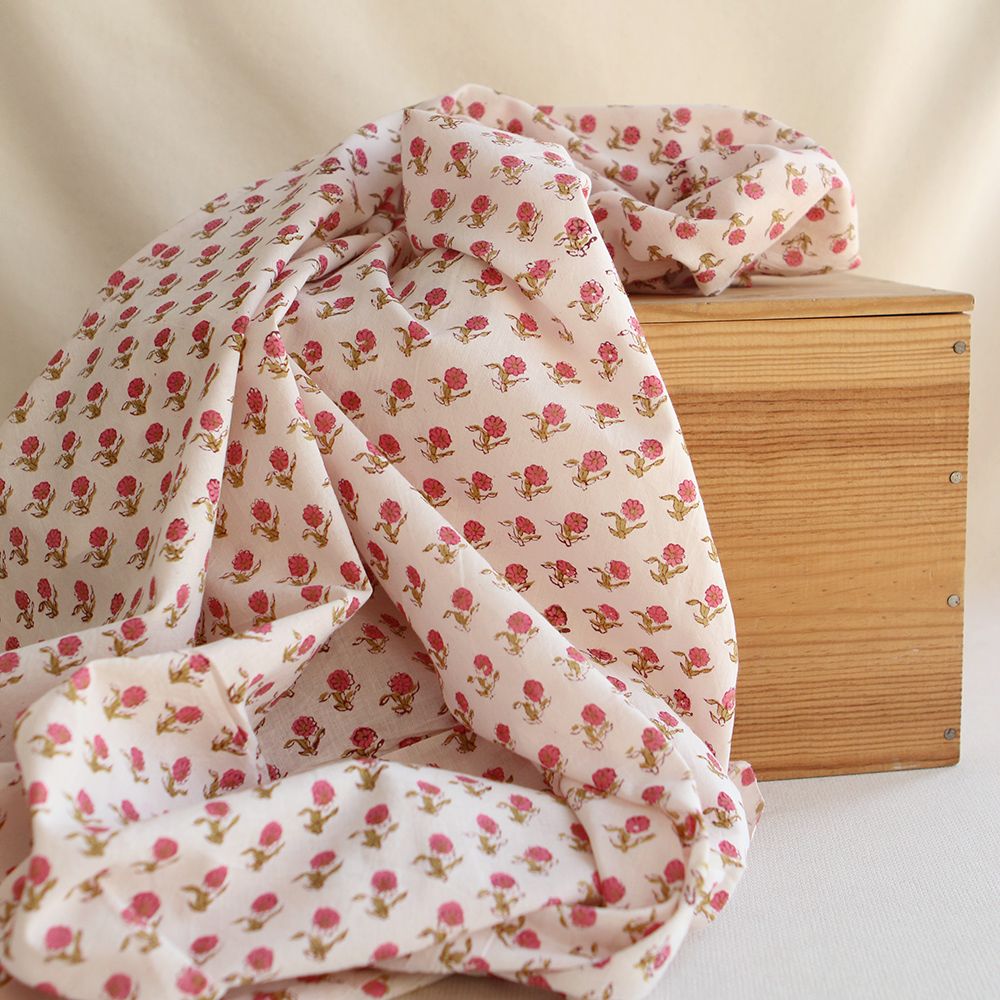 Arya B - Tissu indien en coton imprimé main Hand Block Artisanal