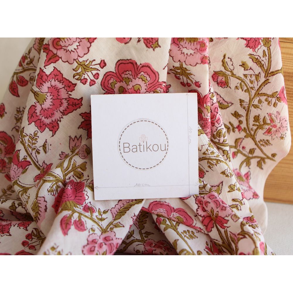 Arya - Tissu indien coton imprimé main Hand Block Artisanal