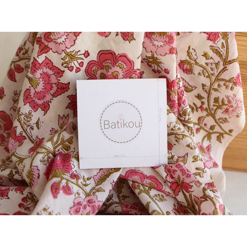 Arya - Tissu indien coton imprimé main Hand Block Artisanal