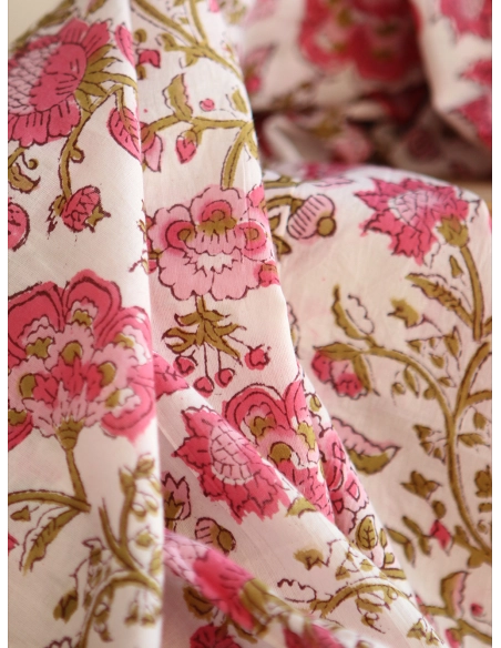 Arya - Tissu indien coton imprimé main Hand Block Artisanal