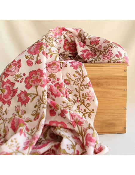 Arya - Tissu indien coton imprimé main Hand Block Artisanal