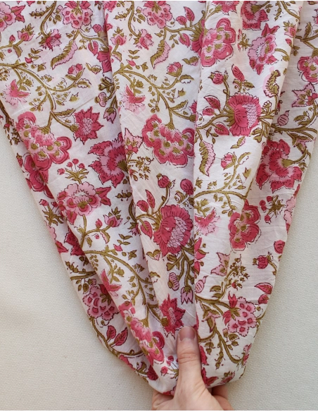 Arya - Tissu indien coton imprimé main Hand Block Artisanal