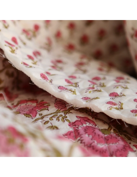 Arya - Tissu indien matelassé double face coton hand block largeur 100cm