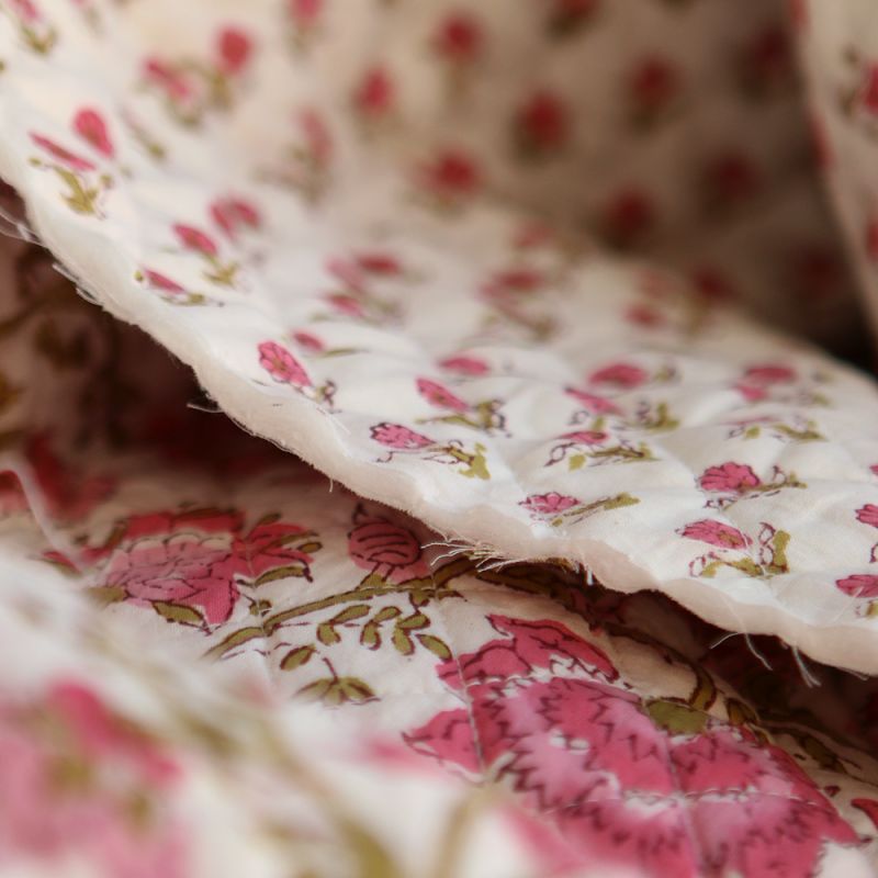 Arya - Tissu indien matelassé double face coton hand block largeur 100cm