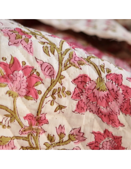 Arya - Tissu indien matelassé double face coton hand block largeur 100cm