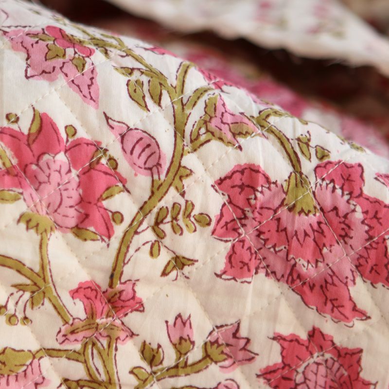 Arya - Tissu indien matelassé double face coton hand block largeur 100cm