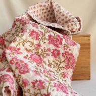 Arya - Tissu indien matelassé double face coton hand block largeur 100cm