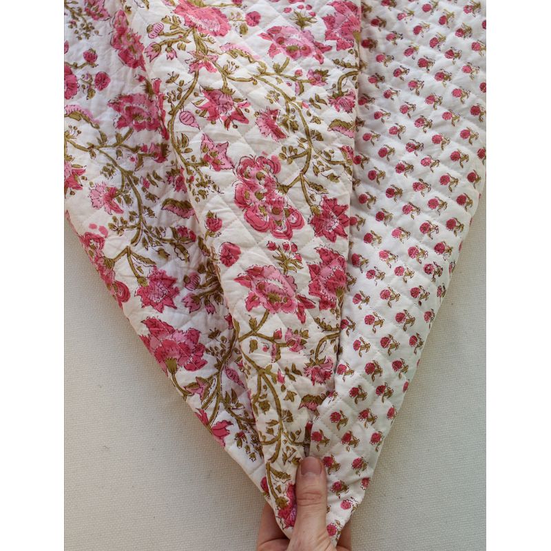 Arya - Tissu indien matelassé double face coton hand block largeur 100cm