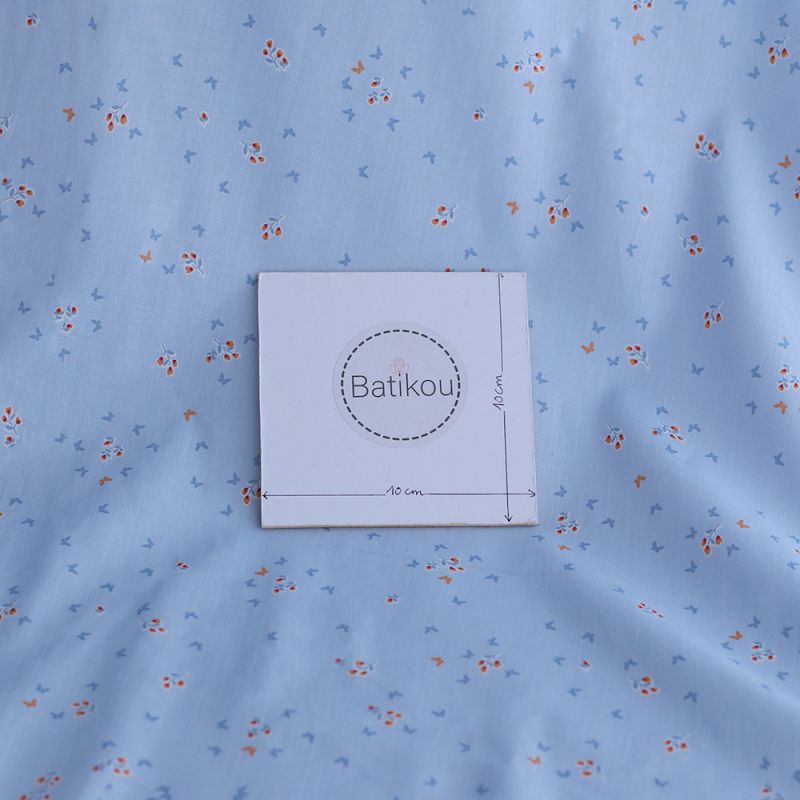 copy of Batiste de coton SILKYNE imprimé rayures bleues