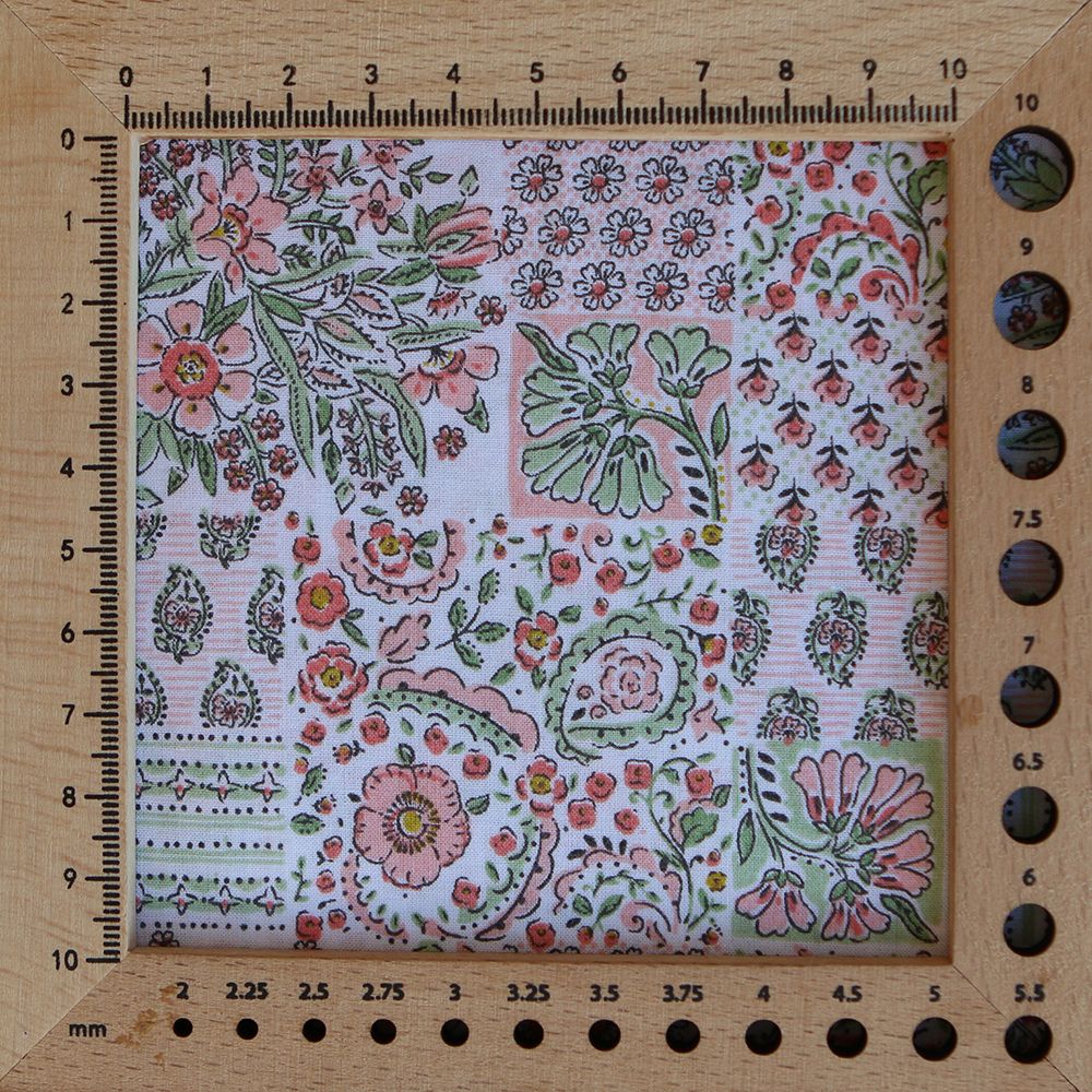 Isabelle - Batiste de coton à imprimé patchwork corail rosé