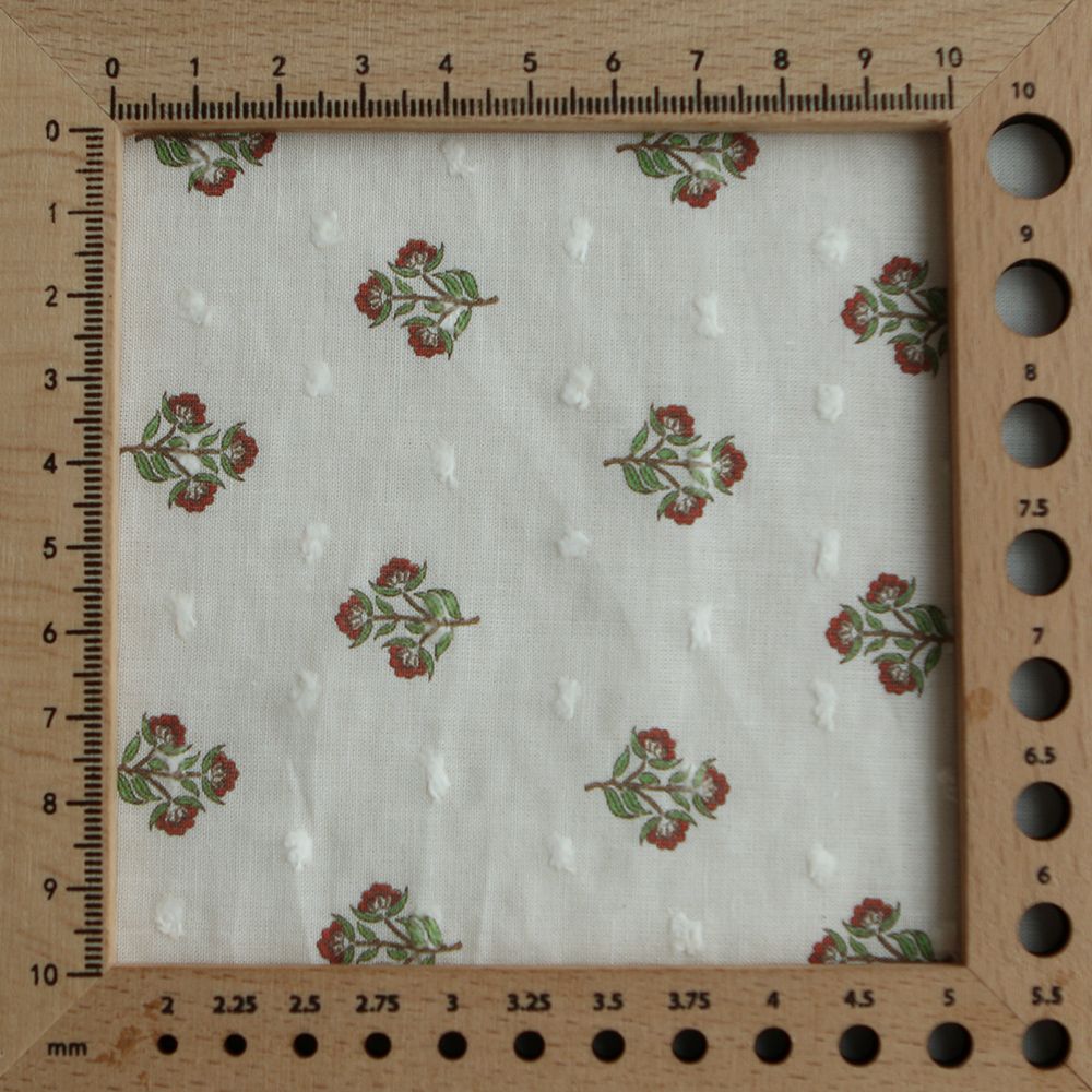 Hazel - Plumetis de coton imprimé fleuri vert et rouge