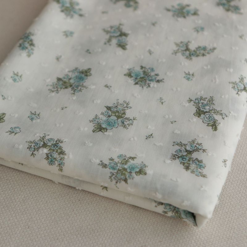 copy of Coline - Plumetis de coton imprimé fleuri menthe et rose