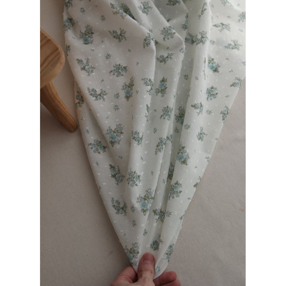 copy of Coline - Plumetis de coton imprimé fleuri menthe et rose