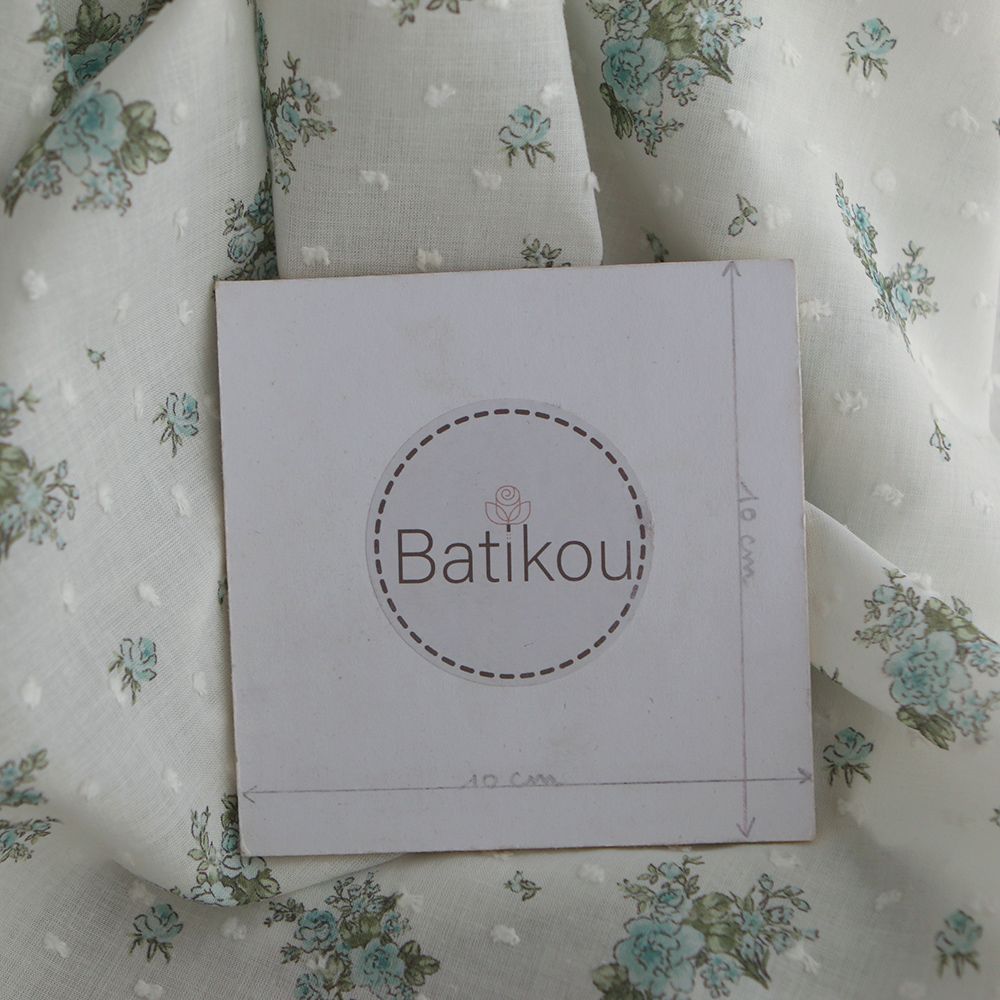 copy of Coline - Plumetis de coton imprimé fleuri menthe et rose