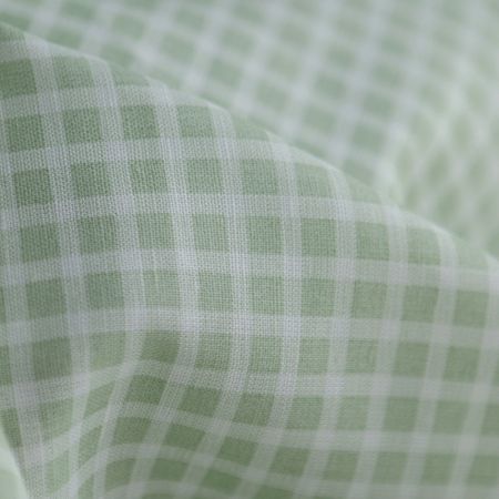 Paul - Tissu lin coton rayures 1mm blanc lait et vert amande Paul - Tissu lin coton rayures 1mm blanc lait et vert amande