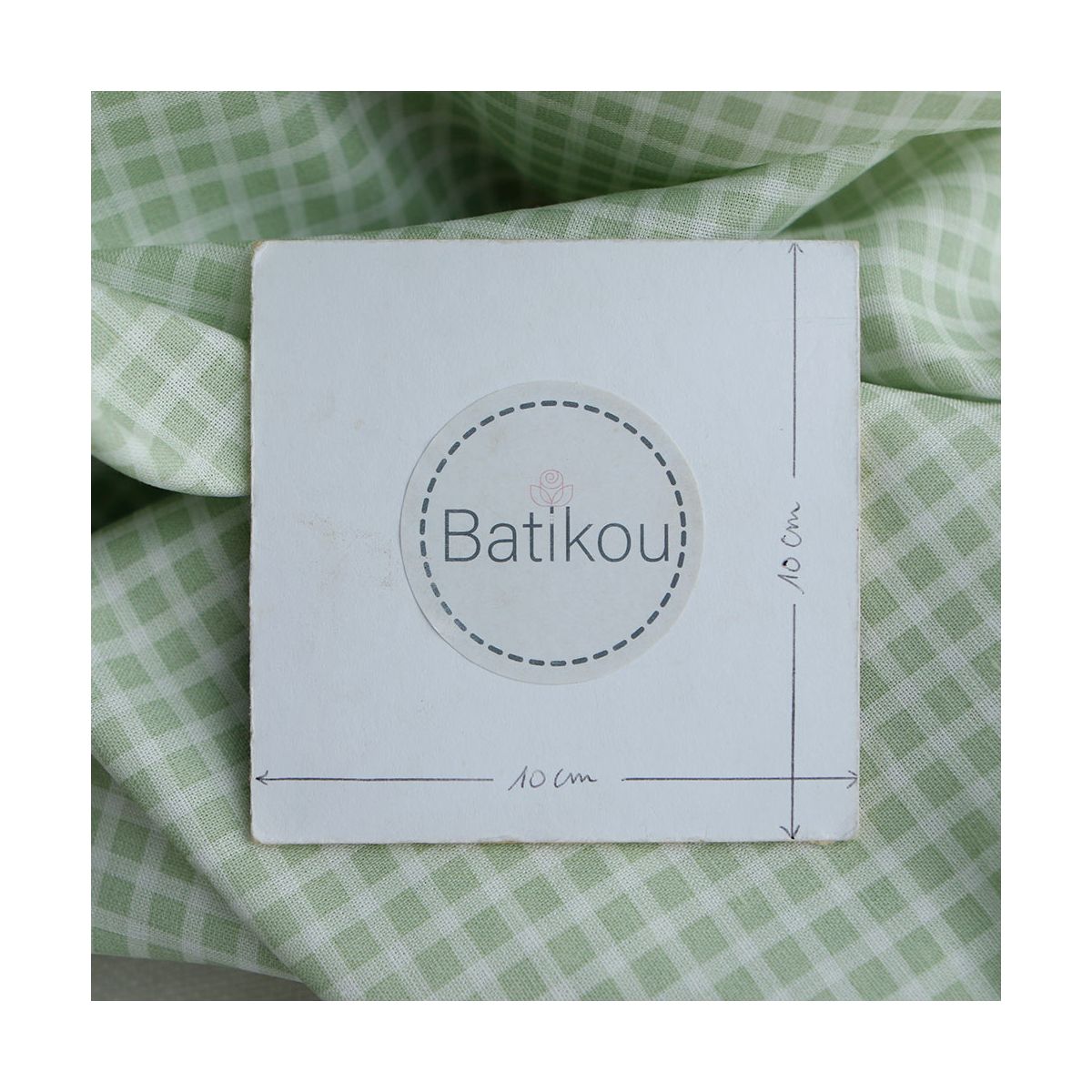 Paul - Tissu lin coton rayures 1mm blanc lait et vert amande