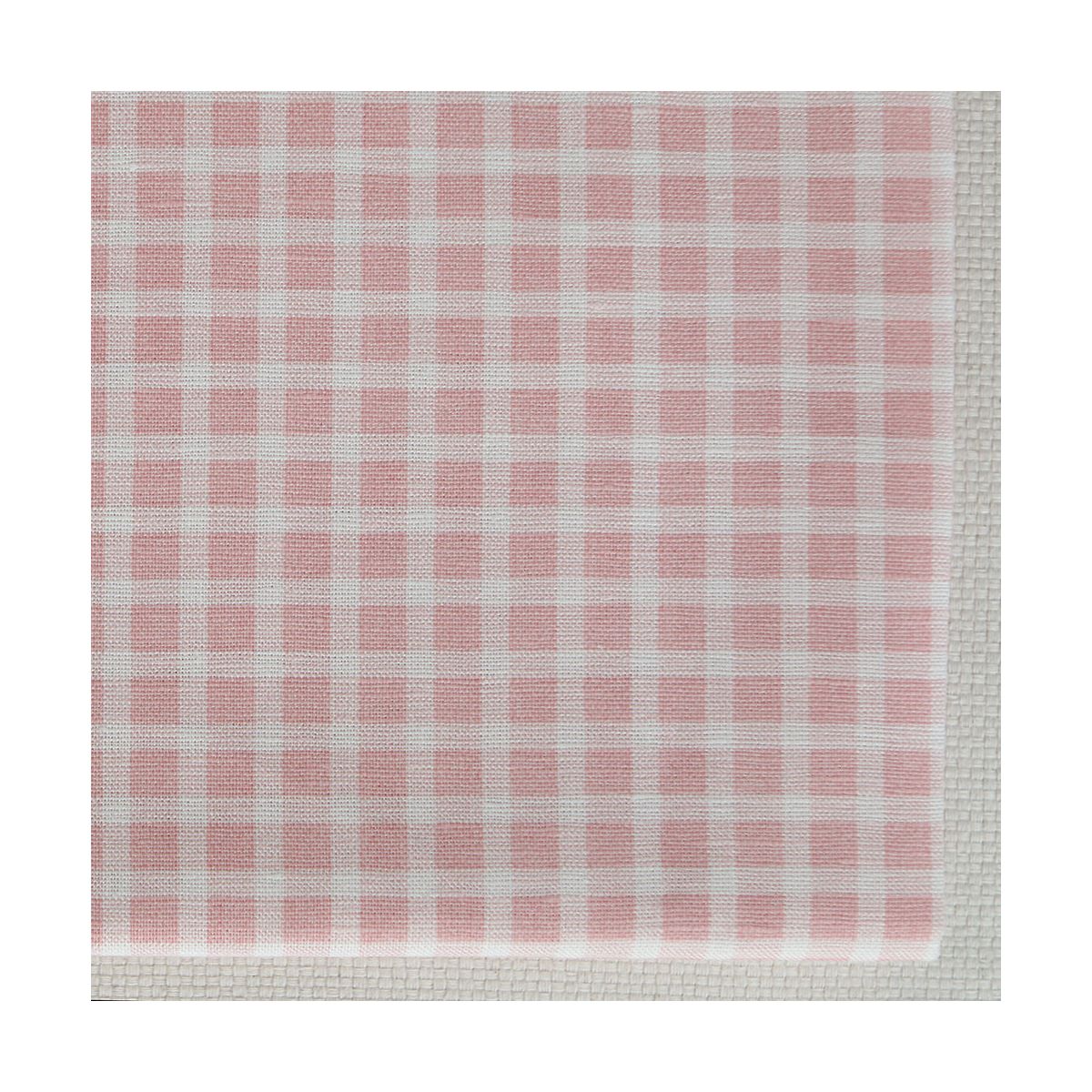 Paul - Tissu lin coton quadrillage 6mm blanc lait et rose blush
