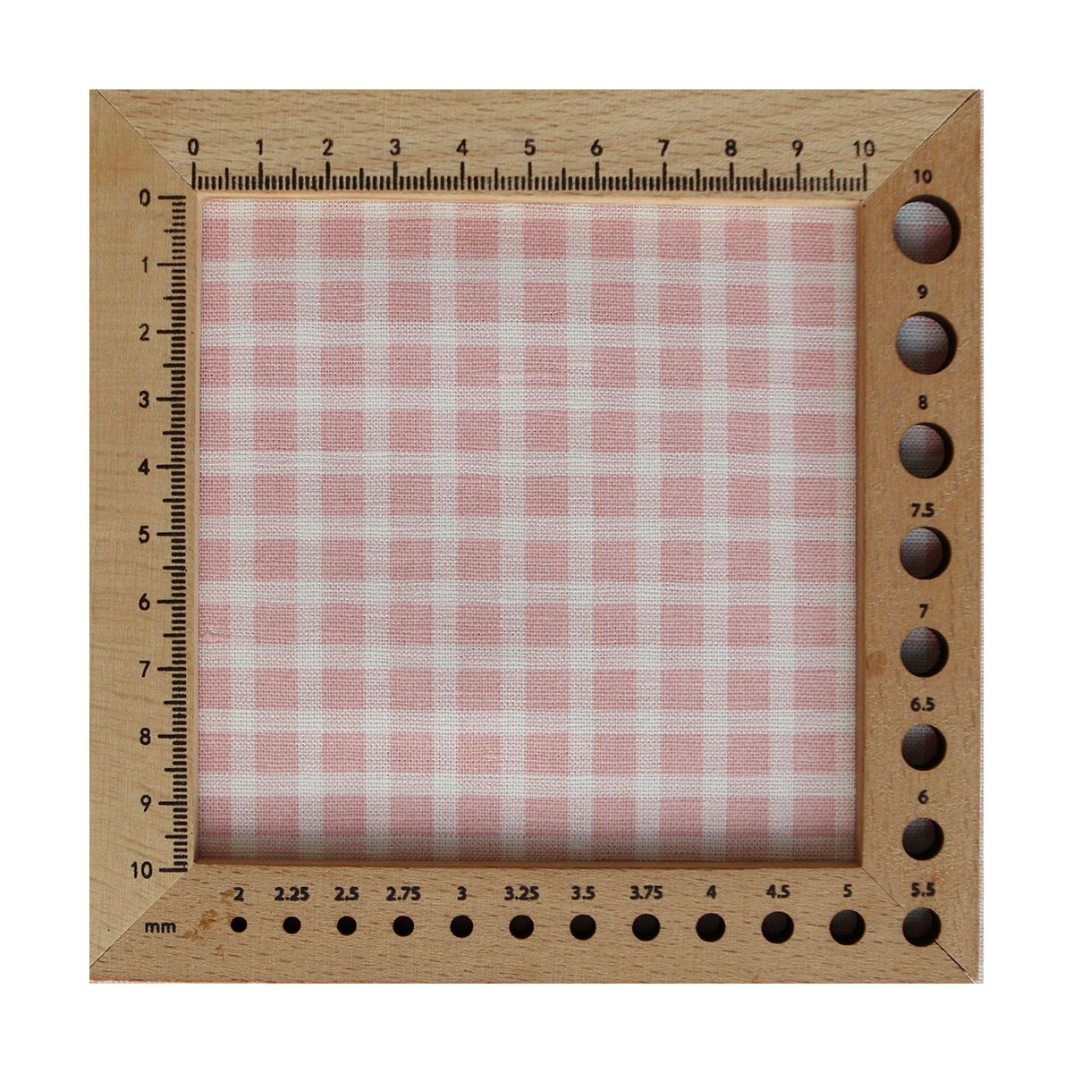 Paul - Tissu lin coton quadrillage 6mm blanc lait et rose blush