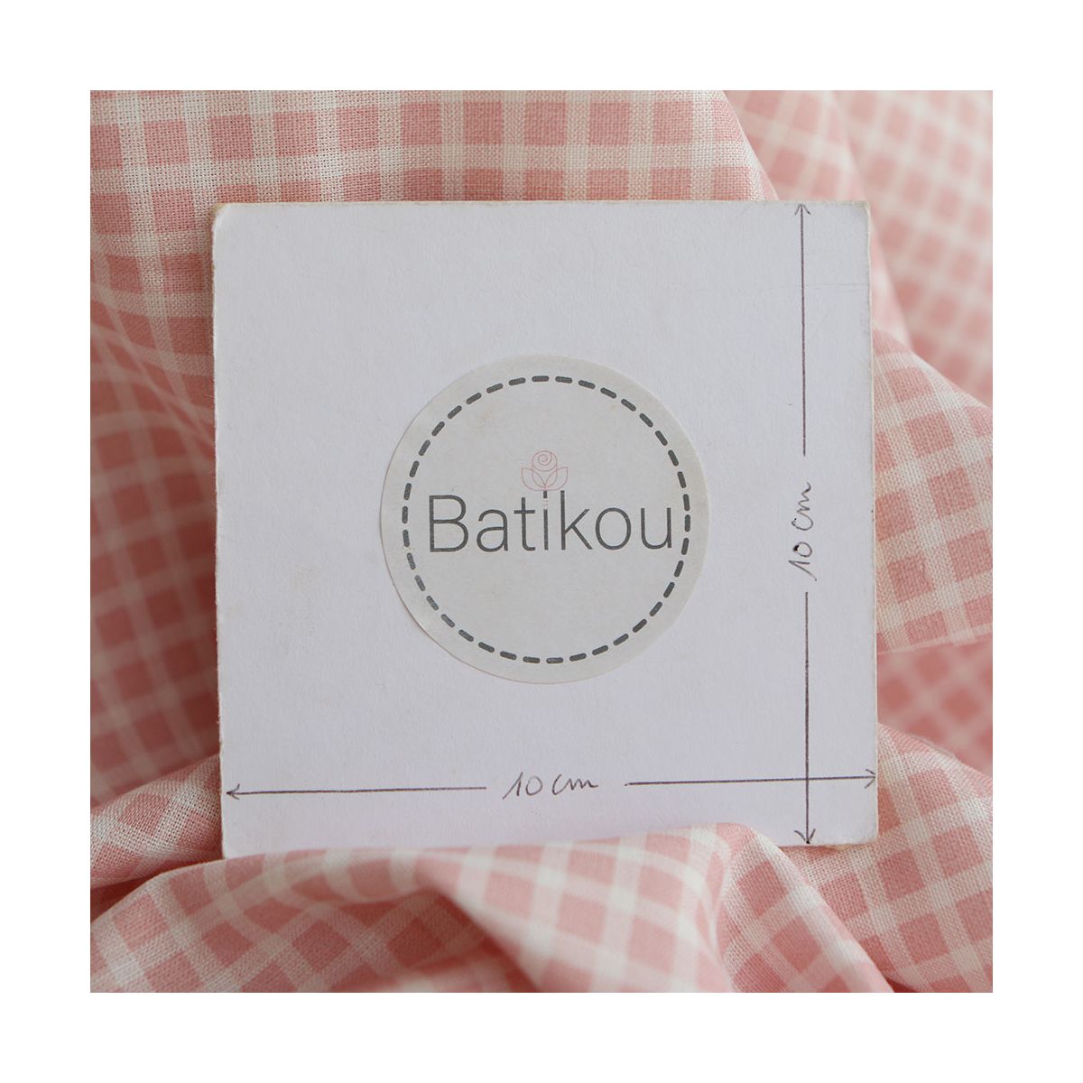 Paul - Tissu lin coton quadrillage 6mm blanc lait et rose blush