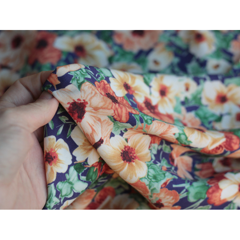 Florence - Viscose imprimée fleuri ocre Batikou - 2