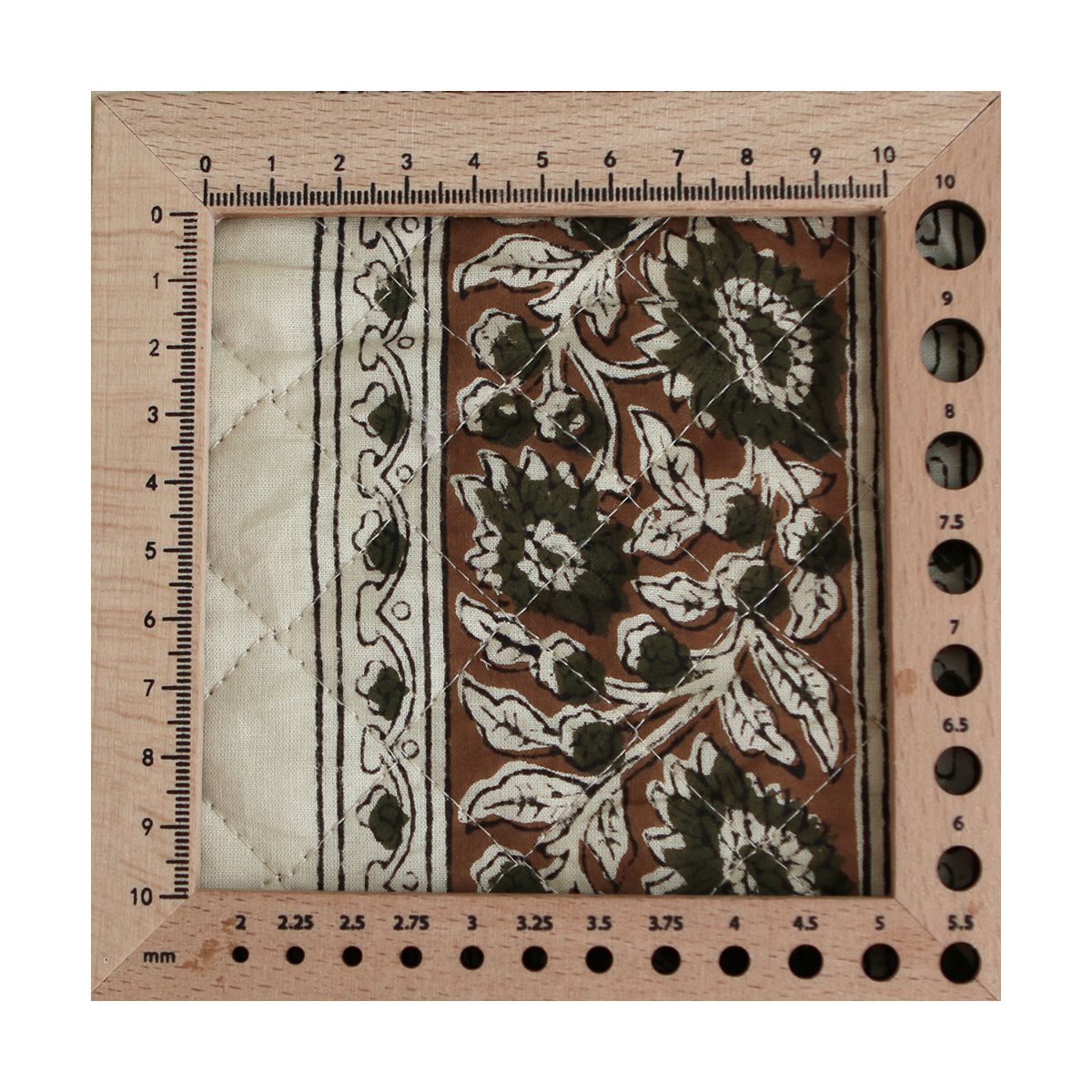 Neela - Tissu indien matelassé double face coton hand block teal largeur 100cm