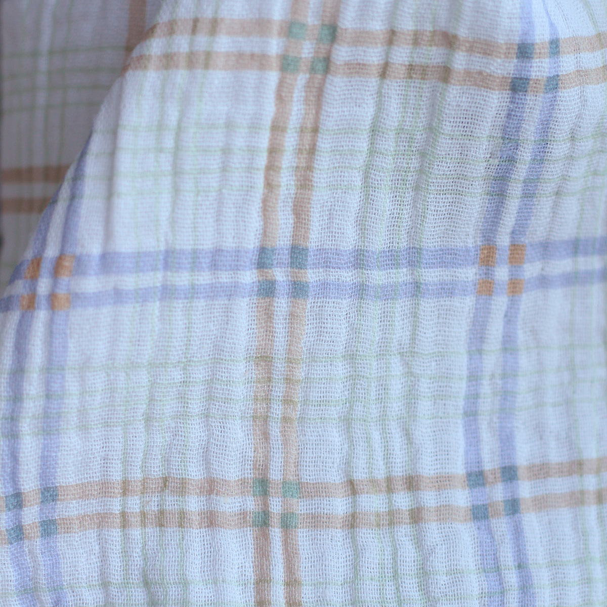 copy of Liam - Double gaze de coton fond blanc quadrillage rose, vert, jaune