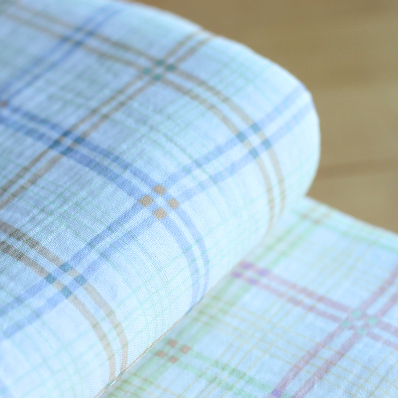 copy of Liam - Double gaze de coton fond blanc quadrillage rose, vert, jaune