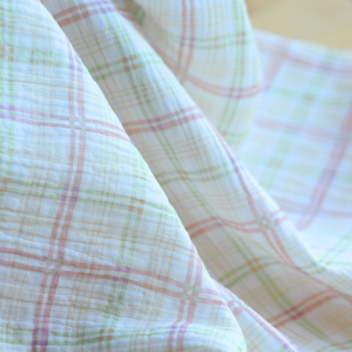 copy of Solea - Double gaze de coton coloris fond jaune pastel motif soleil