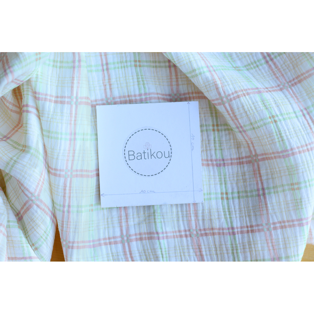 copy of Solea - Double gaze de coton coloris fond jaune pastel motif soleil