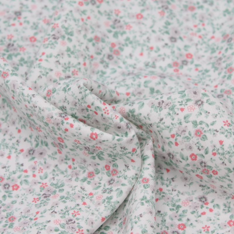 Tissu twill de coton organique imprimé fleuri