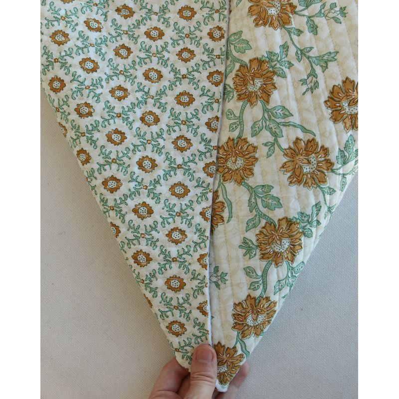 Jivan - Tissu indien matelassé double face coton hand block largeur 100cm