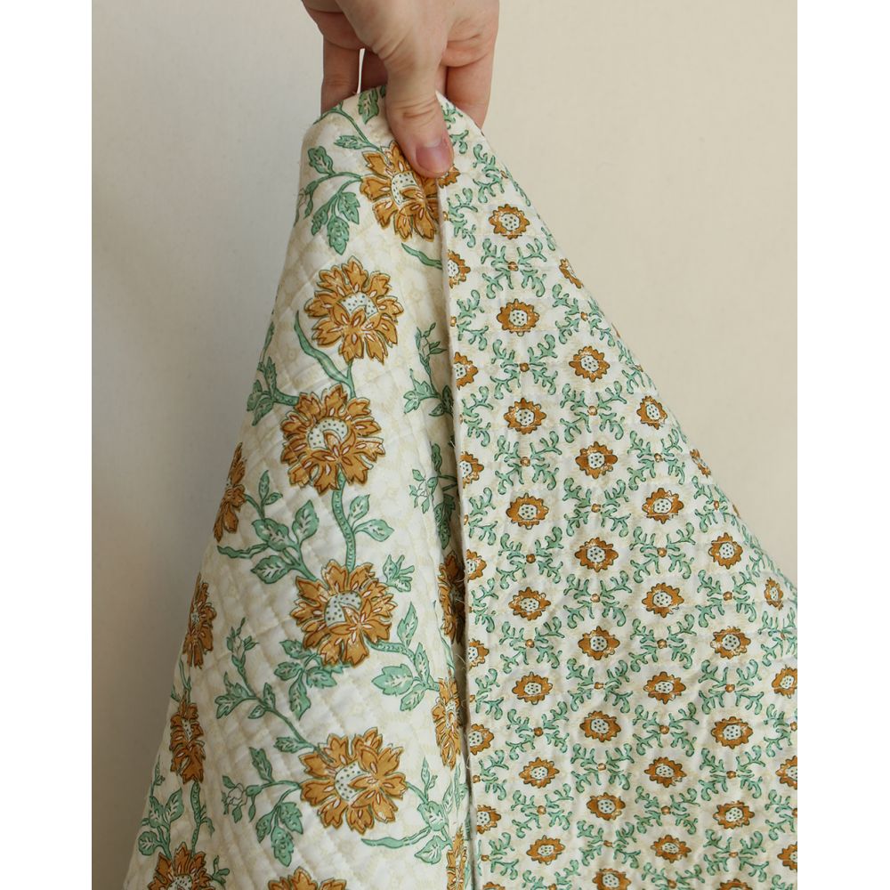 Jivan - Tissu indien matelassé double face coton hand block largeur 100cm