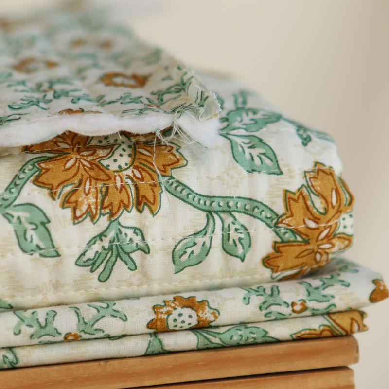 Jivan - Tissu indien matelassé double face coton hand block largeur 100cm