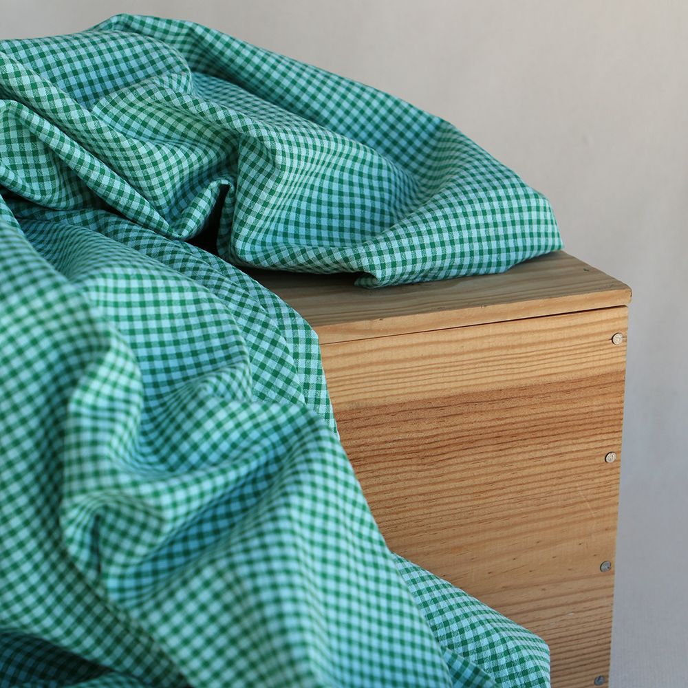 Seersucker / Coton gaufré vichy mini 3mm diabolo menthe