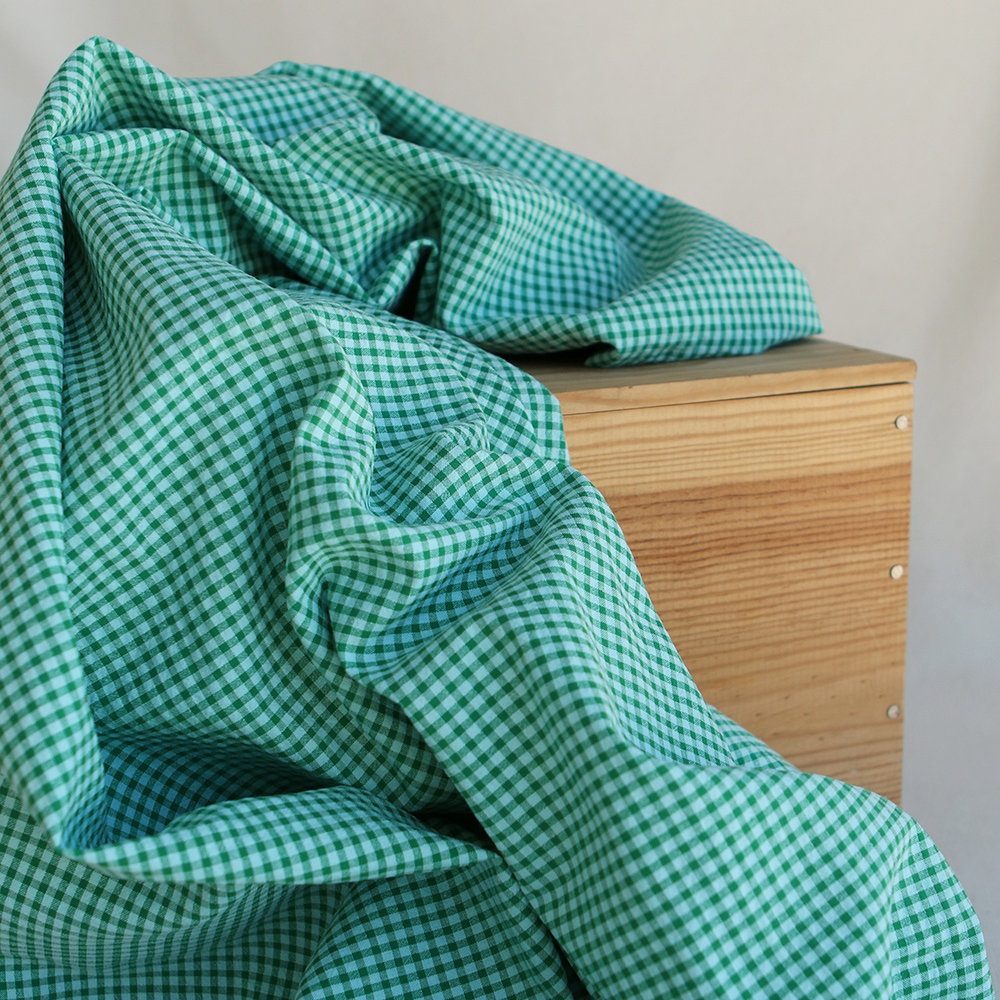 Seersucker / Coton gaufré vichy mini 3mm diabolo menthe